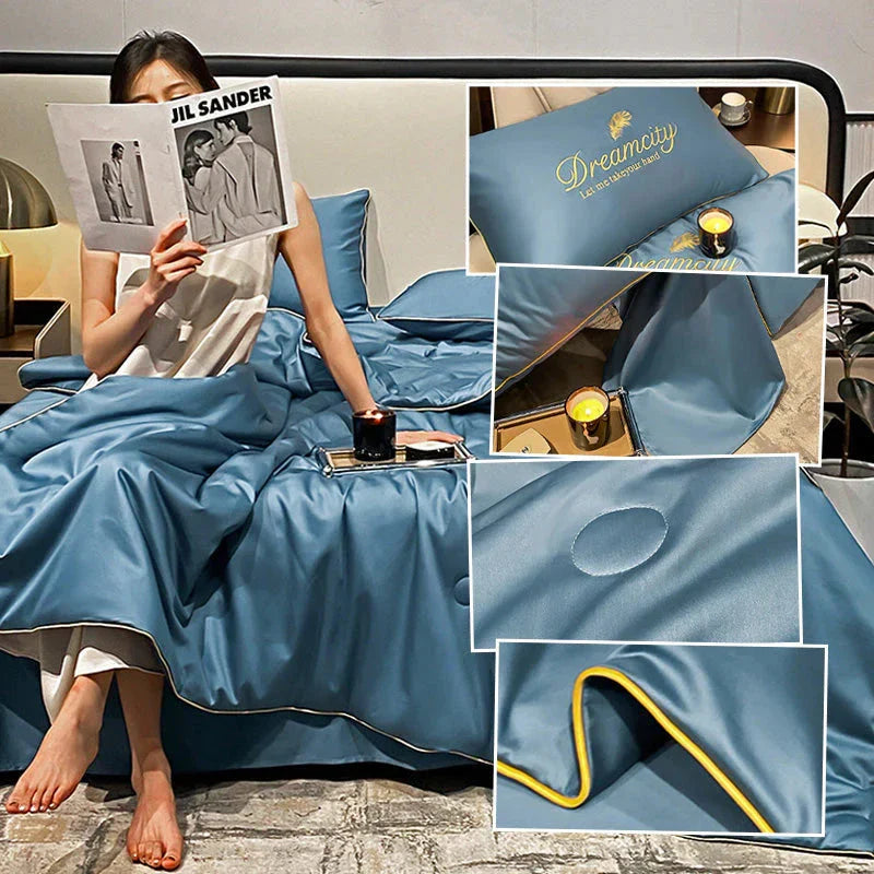 Conjunto de Cama de Seda Gelada Para o Verão