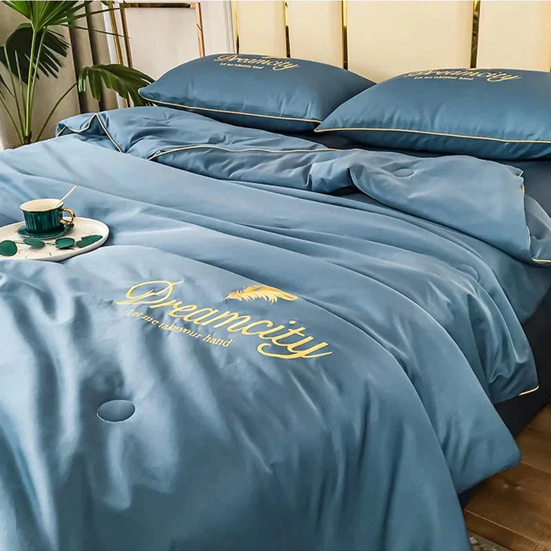 Conjunto de Cama de Seda Gelada Para o Verão