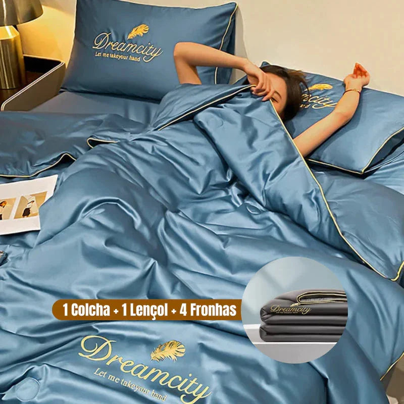 Conjunto de Cama de Seda Gelada Para o Verão