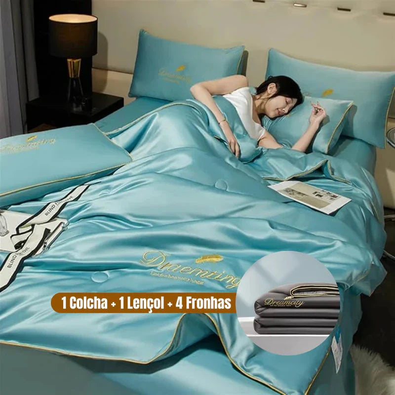 Conjunto de Cama de Seda Gelada Para o Verão