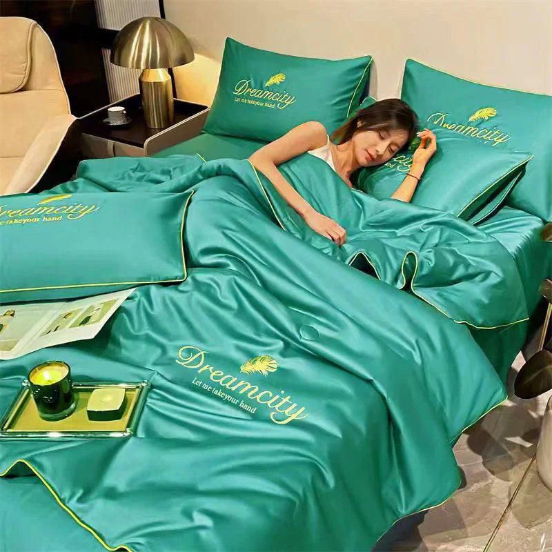 Conjunto de Cama de Seda Gelada Para o Verão