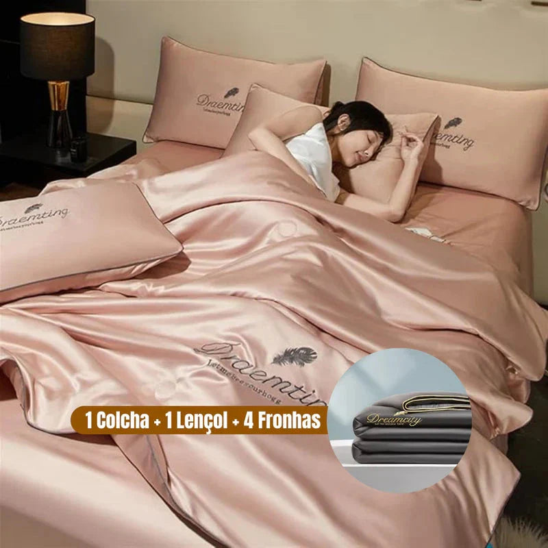 Conjunto de Cama de Seda Gelada Para o Verão